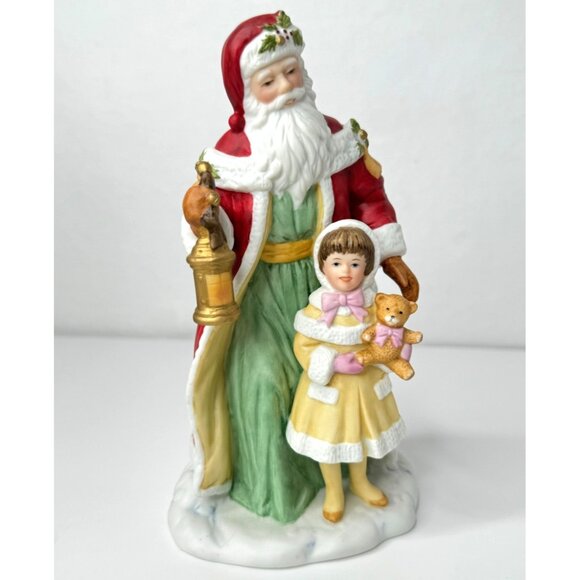Porcelain Santa and Child with Teddy Bear by Avon - Picture 1 of 15
